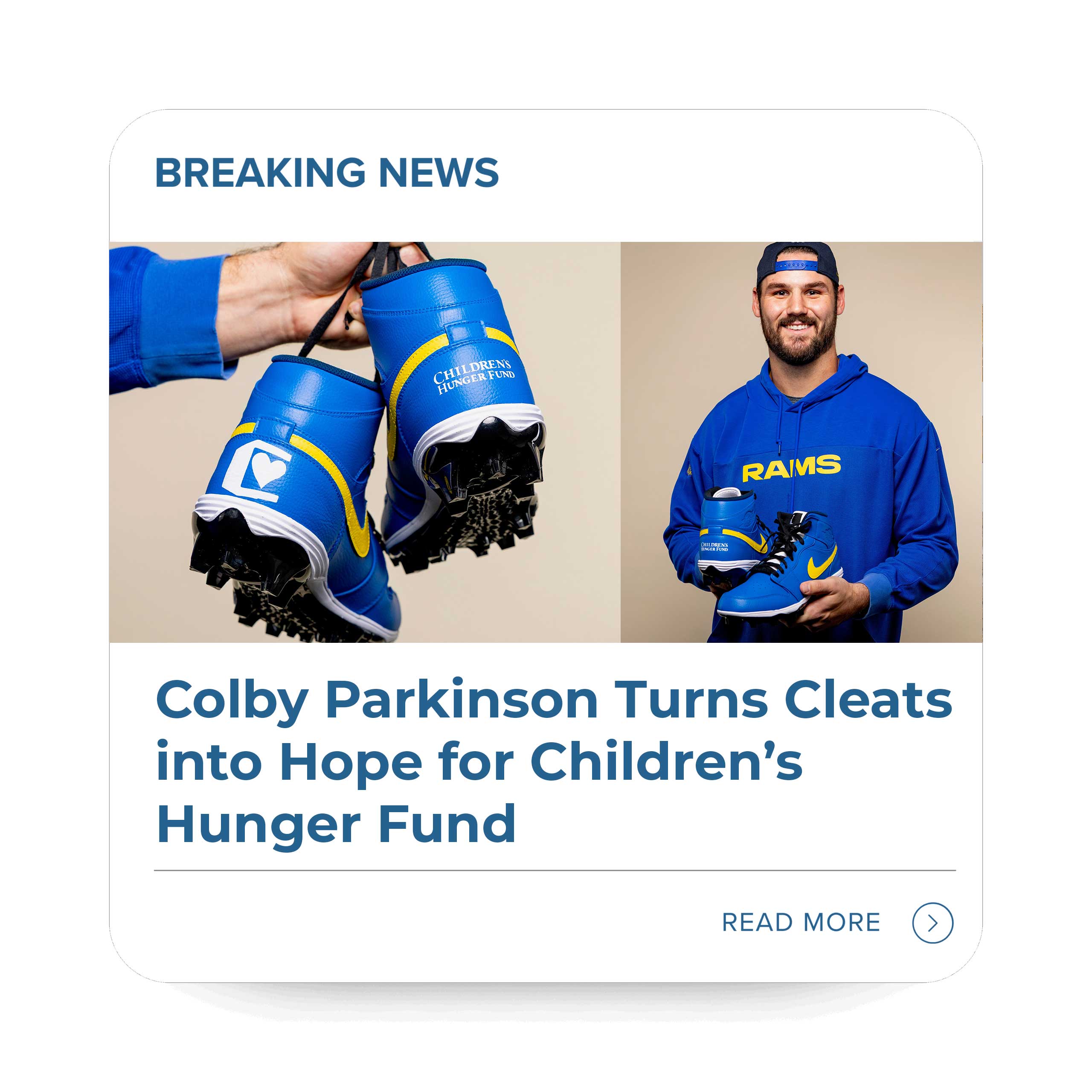 Colby Parkinson Turns Cleats into Hope for Children’s Hunger Fund