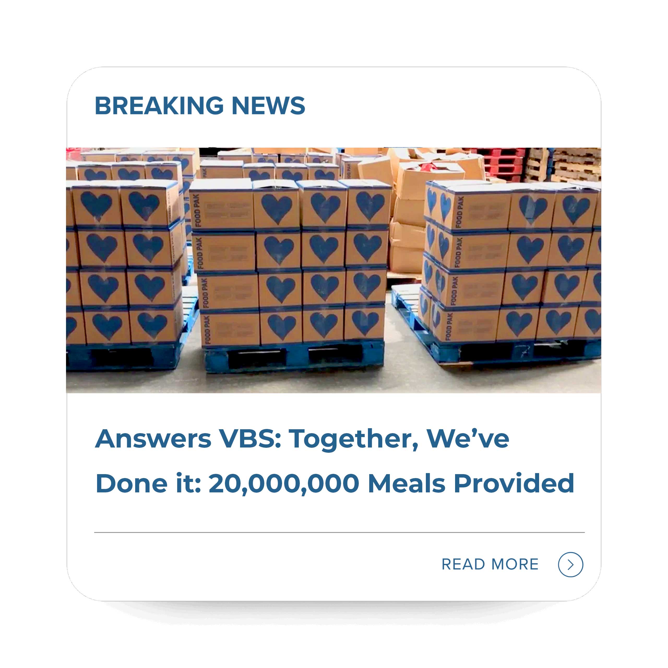 Answers VBS - Together, We’ve Done it: 20,000,000 Meals Provided