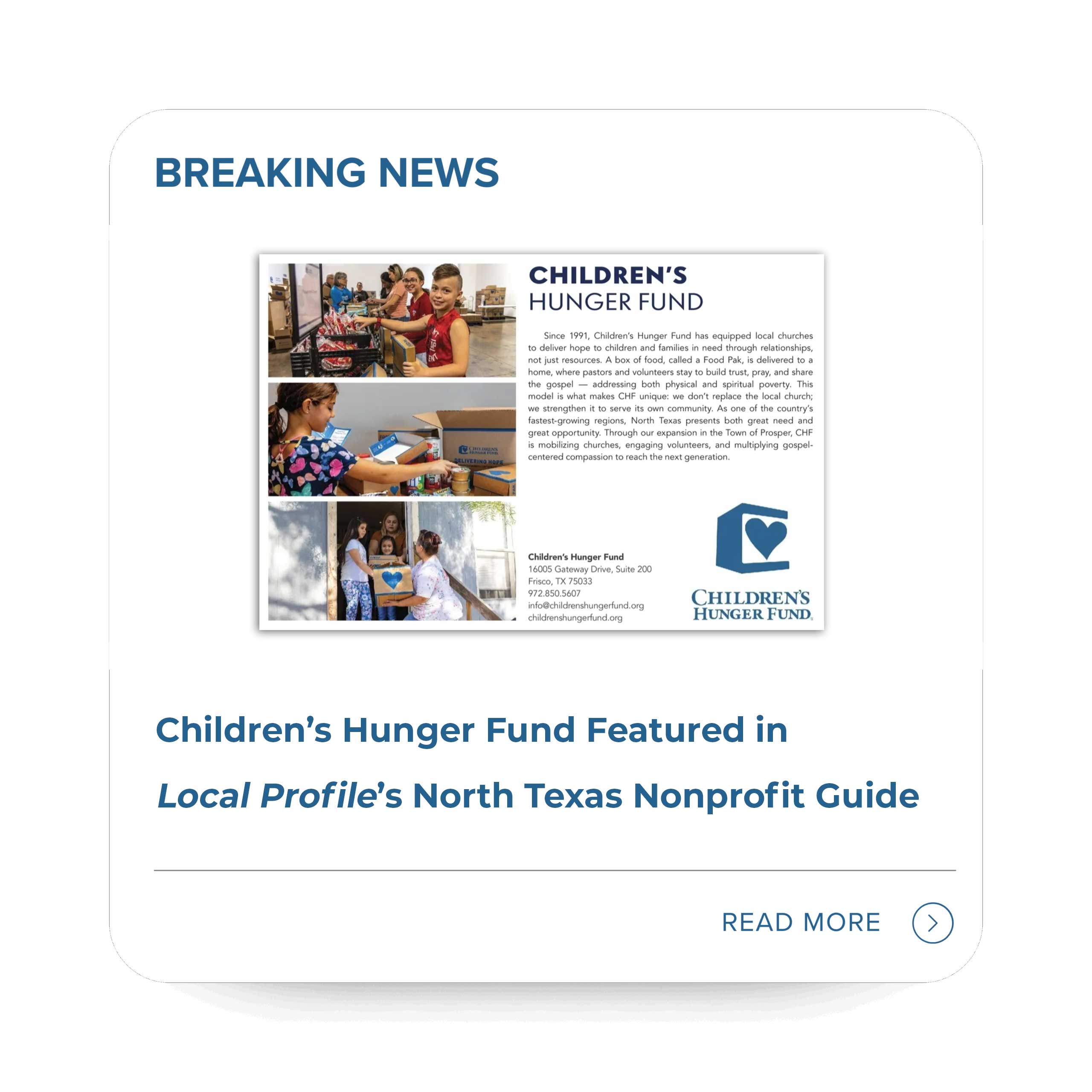 Children’s Hunger Fund Featured in Local Profile’s North Texas Nonprofit Guide